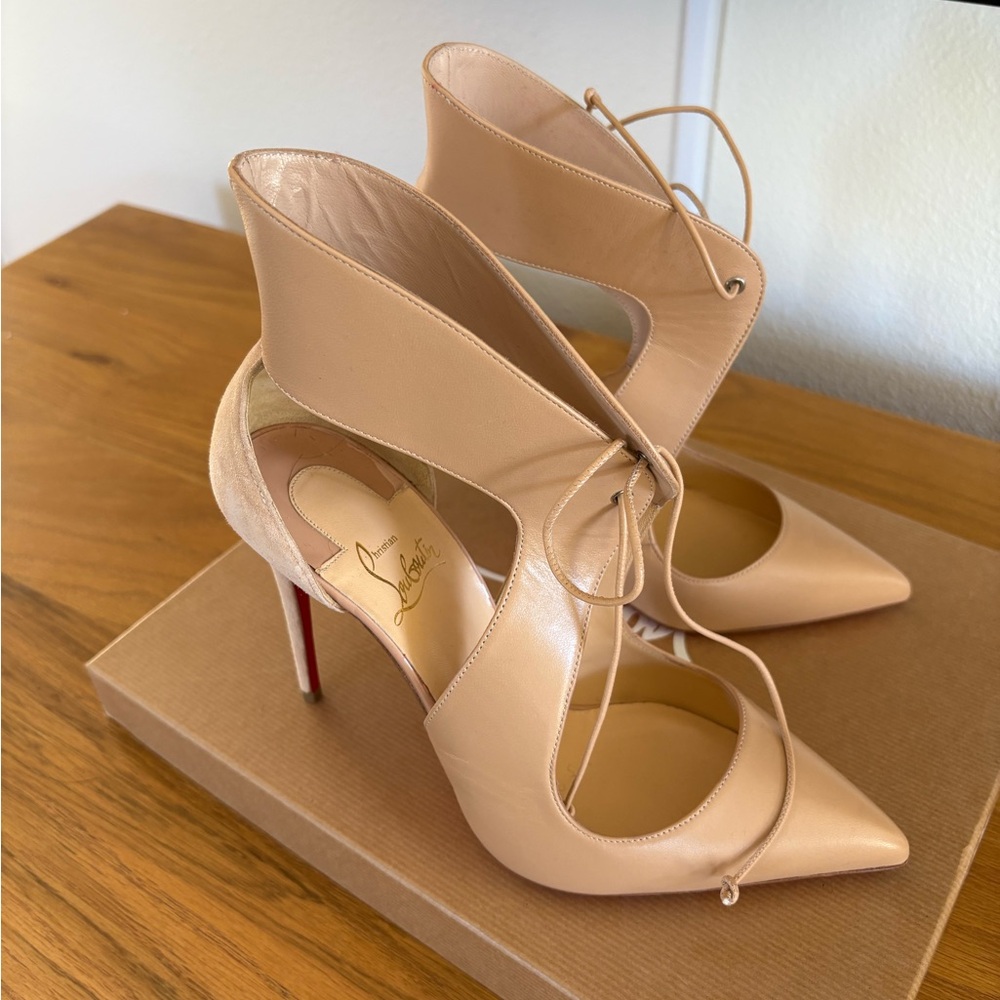 Christian Louboutin Nude Lace-Up Heels